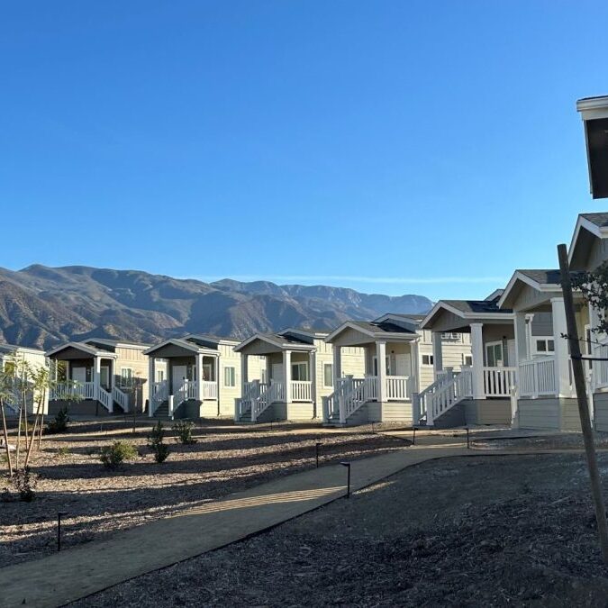 Picture in Ojai of tiny houses at mesa